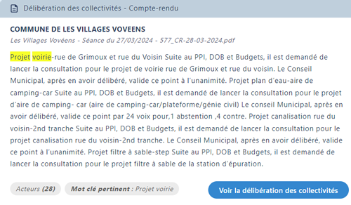 projet de voirie, deliberation des communes, collectivités
