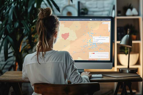 illustration d'une personne en train d'effectuer une recherche cartographique sur l'outil territoire360